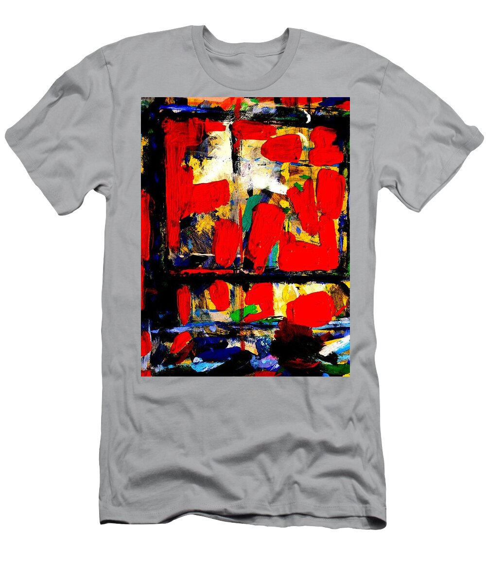 Abstract T-Shirt featuring the painting Joan Miro quote	  I try to apply colors like words that shape poems like notes that shape music by John Nolan