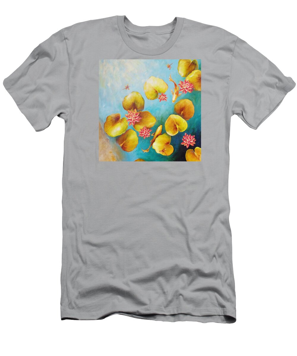 Water T-Shirt featuring the painting Koi Pond by Dina Dargo