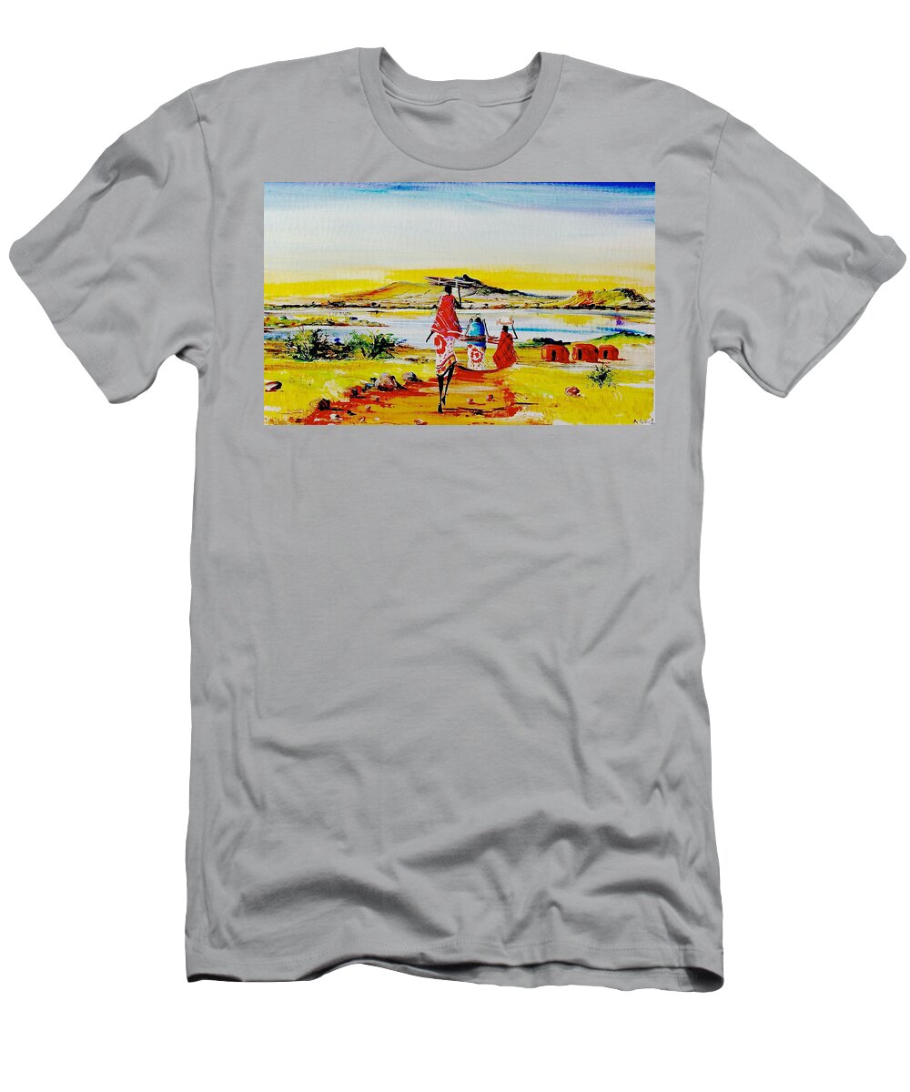 African Paintings T-Shirt featuring the painting L 141 by Albert Lizah