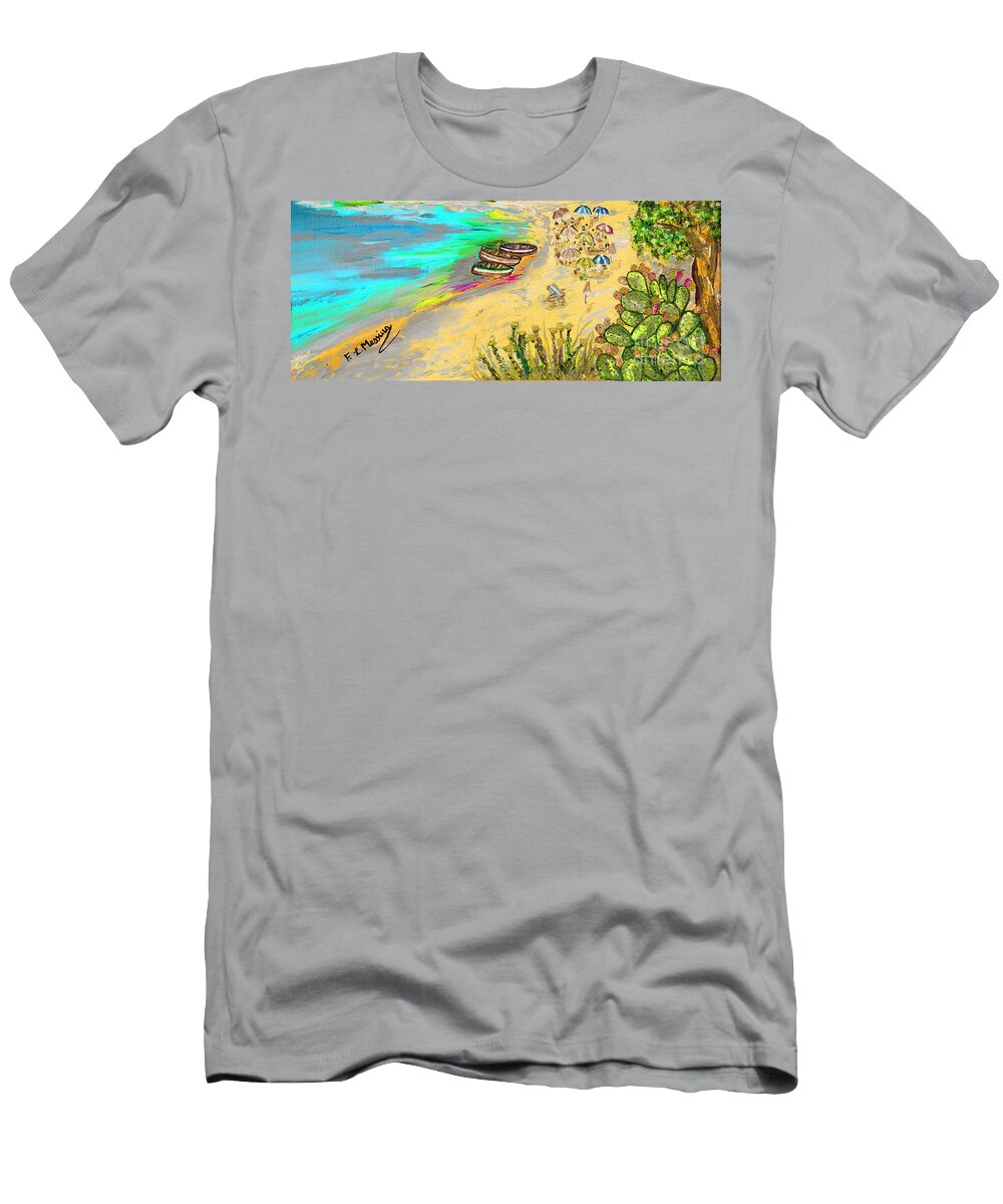 Oil Painting T-Shirt featuring the painting La spiaggia by Loredana Messina