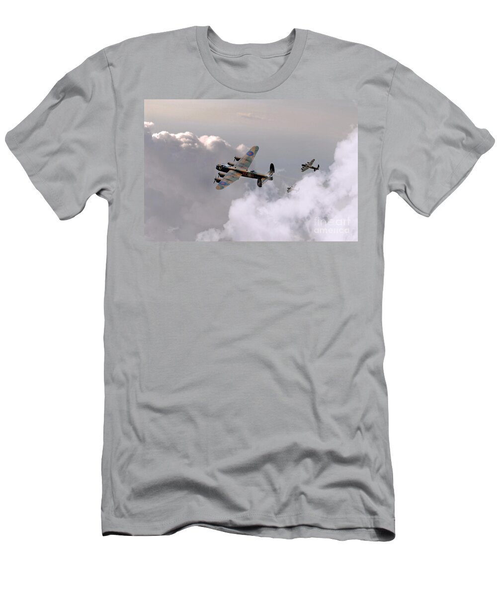 Lancaster T-Shirt featuring the digital art Lancasters Forming Up by Airpower Art
