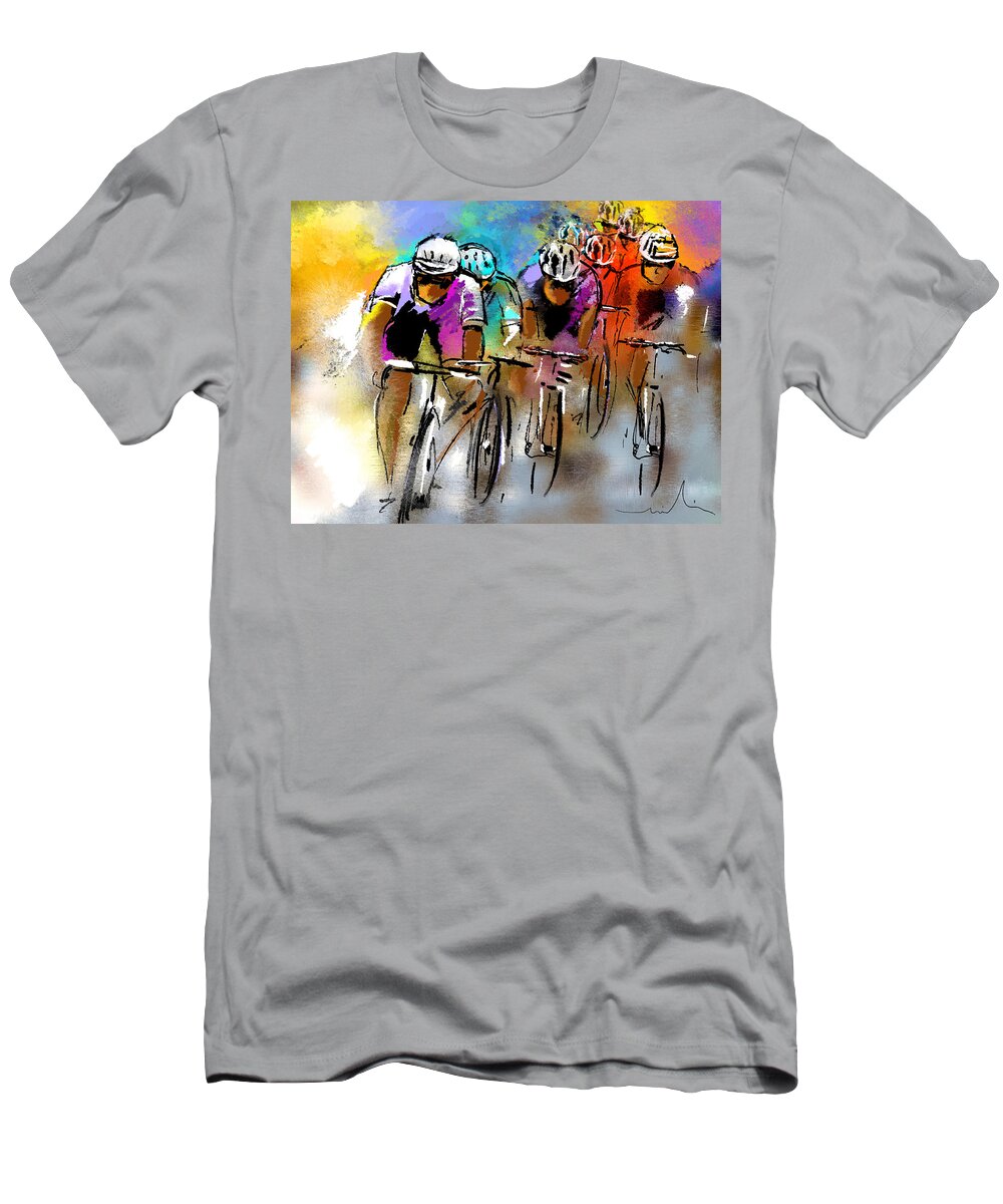 Sports T-Shirt featuring the painting Le Tour de France 03 by Miki De Goodaboom