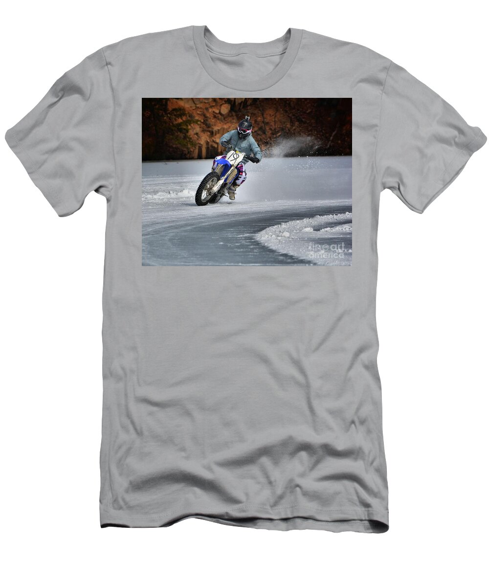 Ice Racing T-Shirt featuring the photograph Leader O' Da Pack by Robert McCubbin
