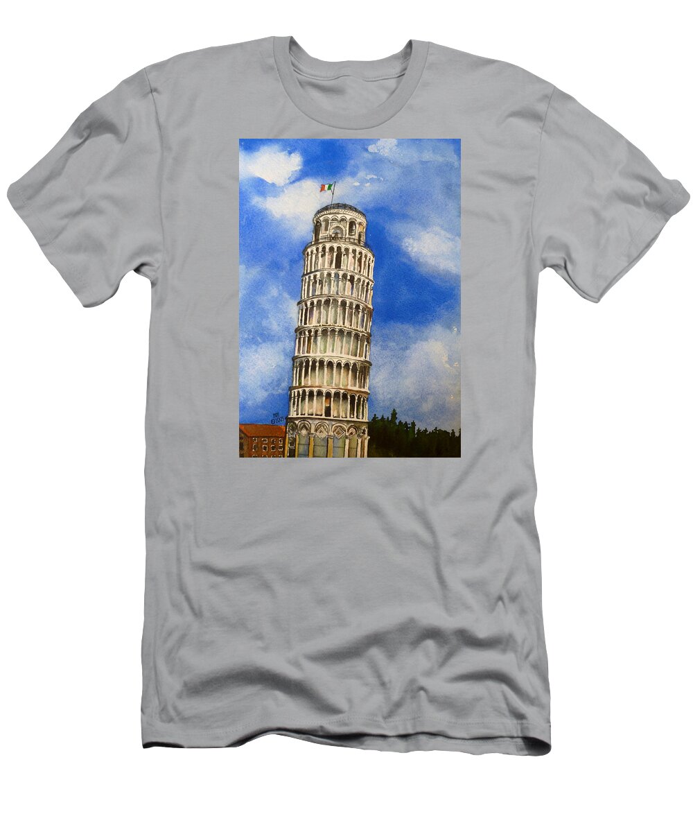 Leaning Tower T-Shirt featuring the painting Leaning Tower of Pisa by Michal Madison