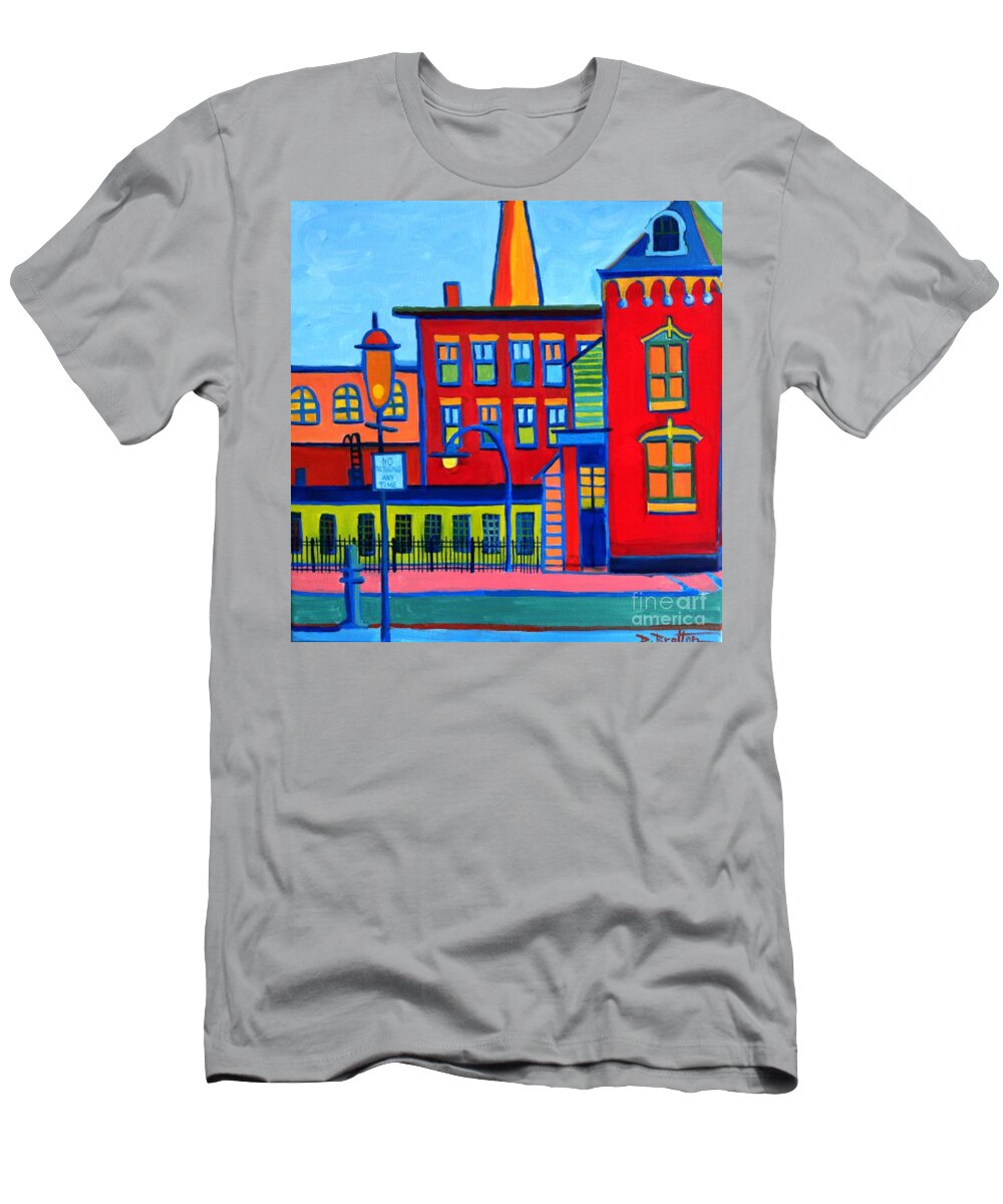 Landscape T-Shirt featuring the painting Life Revolving in the City Lowell MA by Debra Bretton Robinson