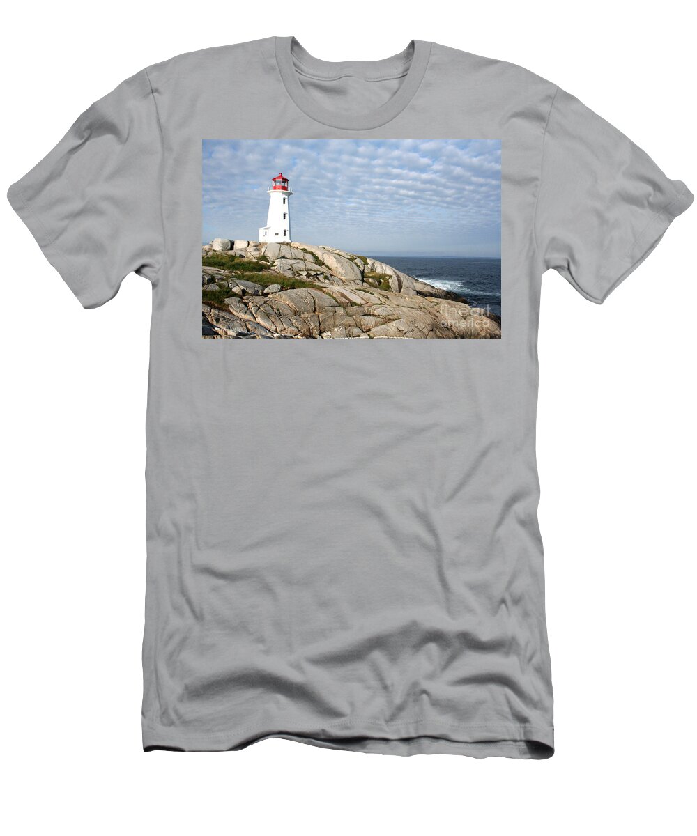 Lighthouse T-Shirt featuring the photograph Lighthouse at Peggys Point Nova Scotia by Thomas Marchessault