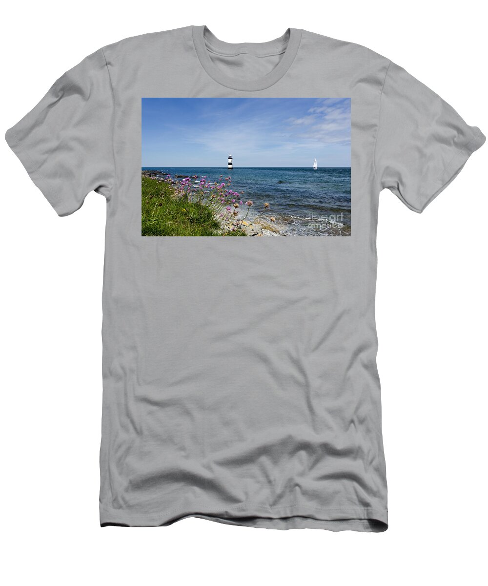 Lighthouse T-Shirt featuring the photograph Lighthouse at Penmon by Steev Stamford