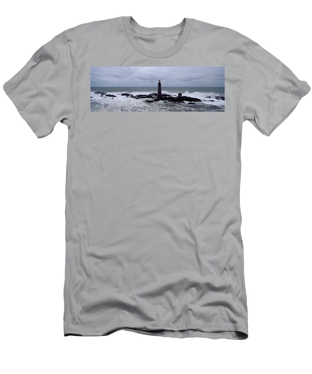 Photography T-Shirt featuring the photograph Lighthouse On The Coast, Graves Light by Panoramic Images