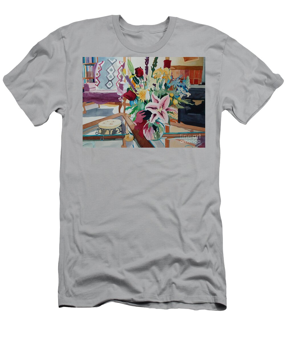 Still Life T-Shirt featuring the painting Lily Still Life by Terry Holliday