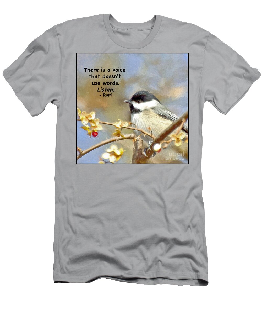Carolina Chickadee T-Shirt featuring the photograph Listen by Kerri Farley
