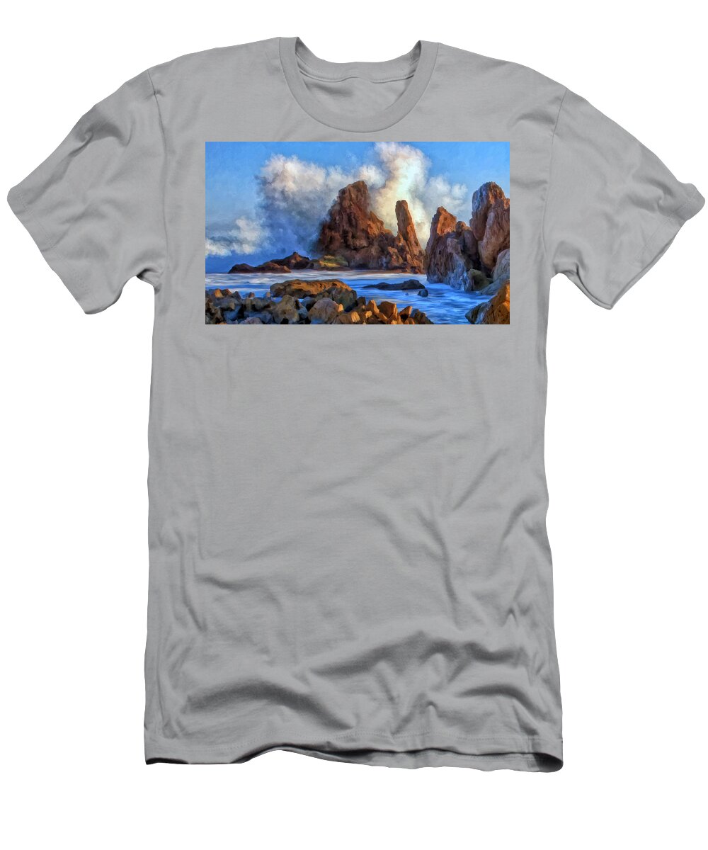 Southern California Coast T-Shirt featuring the painting Little Corona by Michael Pickett