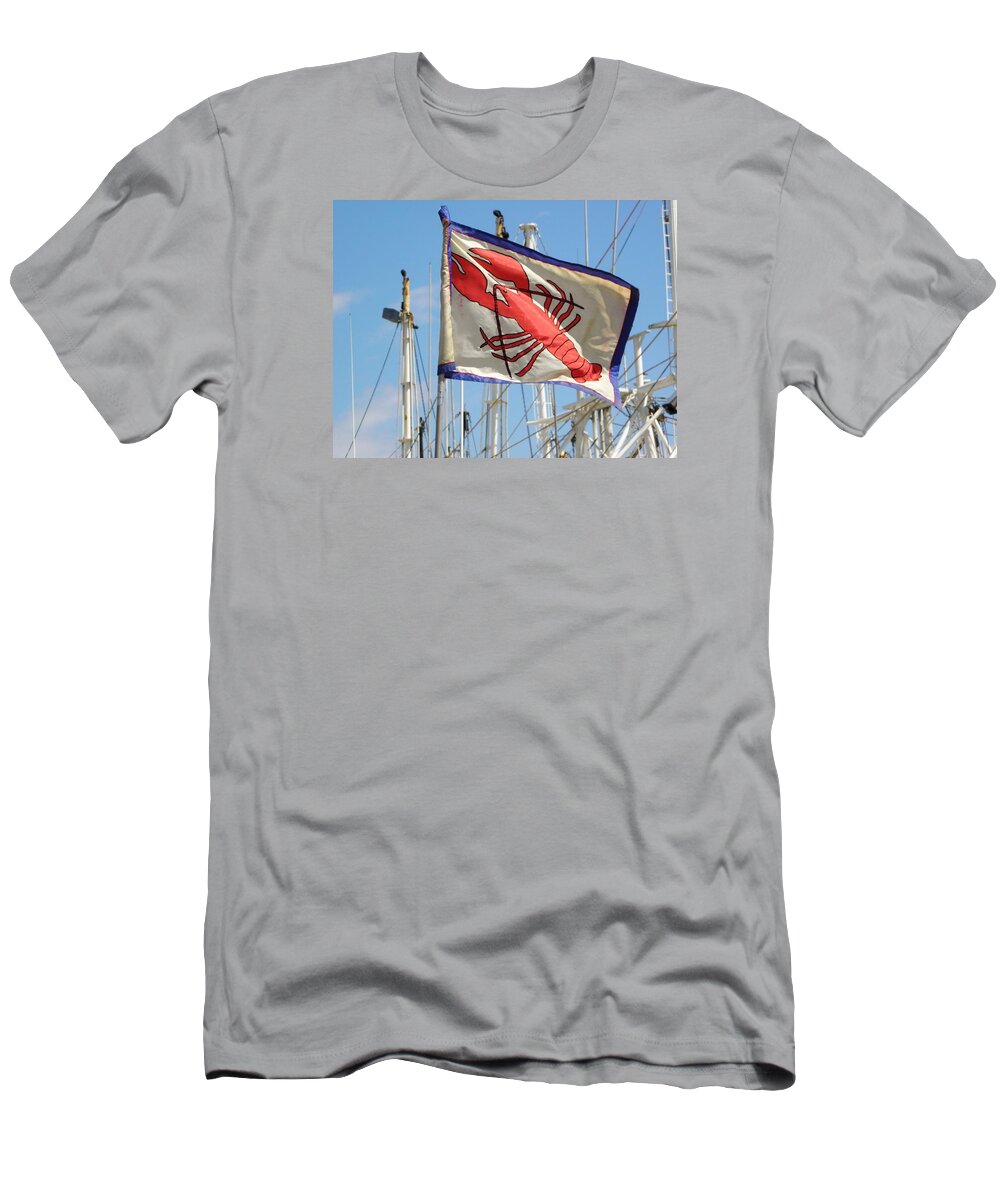 Lobster T-Shirt featuring the photograph Lobster Flag at the Point by Mary Carol Williams