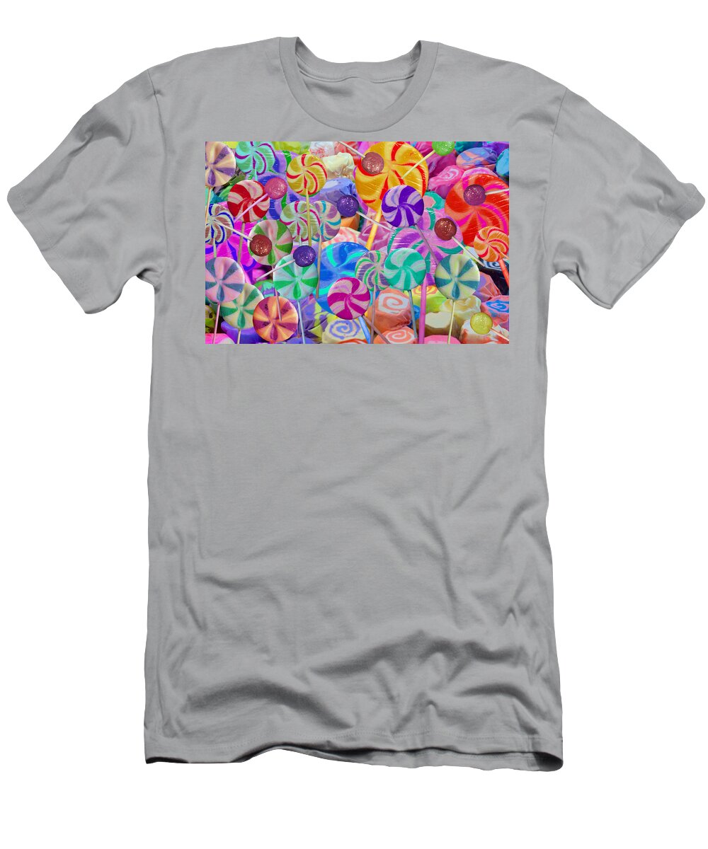 Alixandra Mullins T-Shirt featuring the photograph Lolly Pop Land by MGL Meiklejohn Graphics Licensing