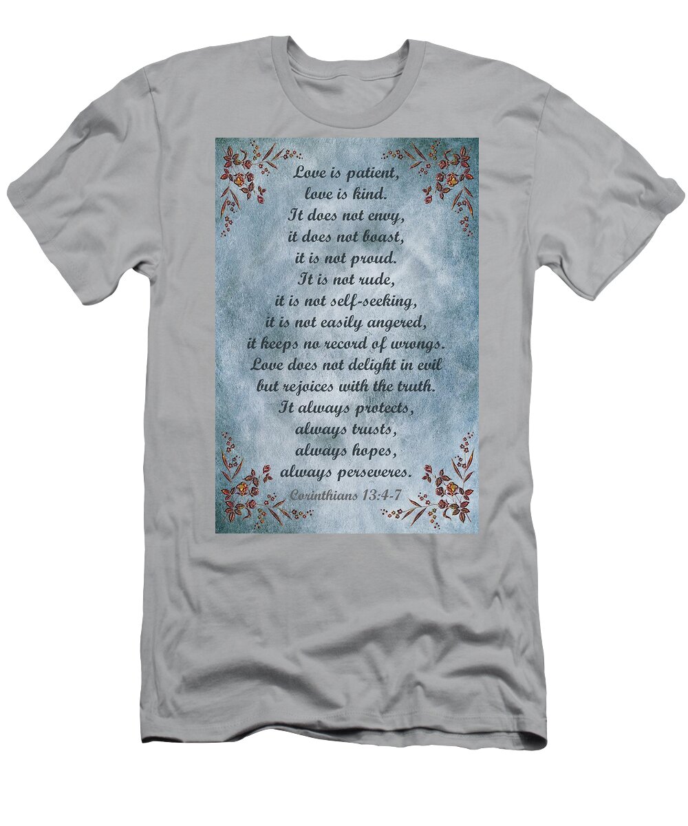 Love T-Shirt featuring the digital art Love Is Patient Clouds Gold Leaf by David Dehner