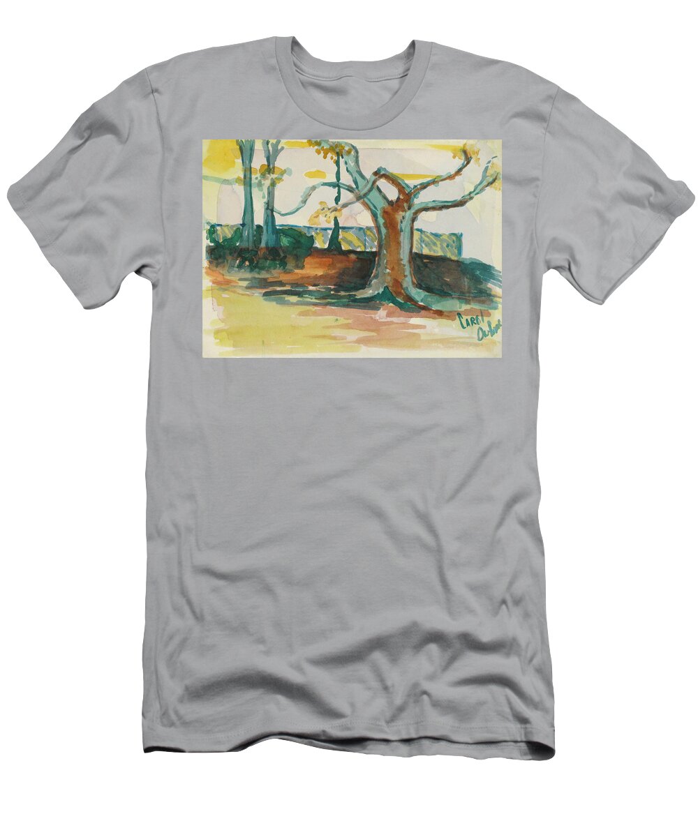 Lsu T-Shirt featuring the painting LSU Oaks Cypress Knees by Carol Oufnac Mahan