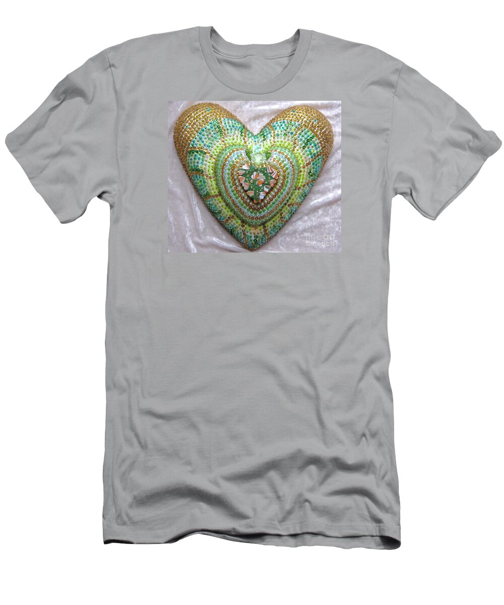 Lucky Clover Hearts T-Shirt featuring the relief Lucky clover hearts by Heidi Sieber