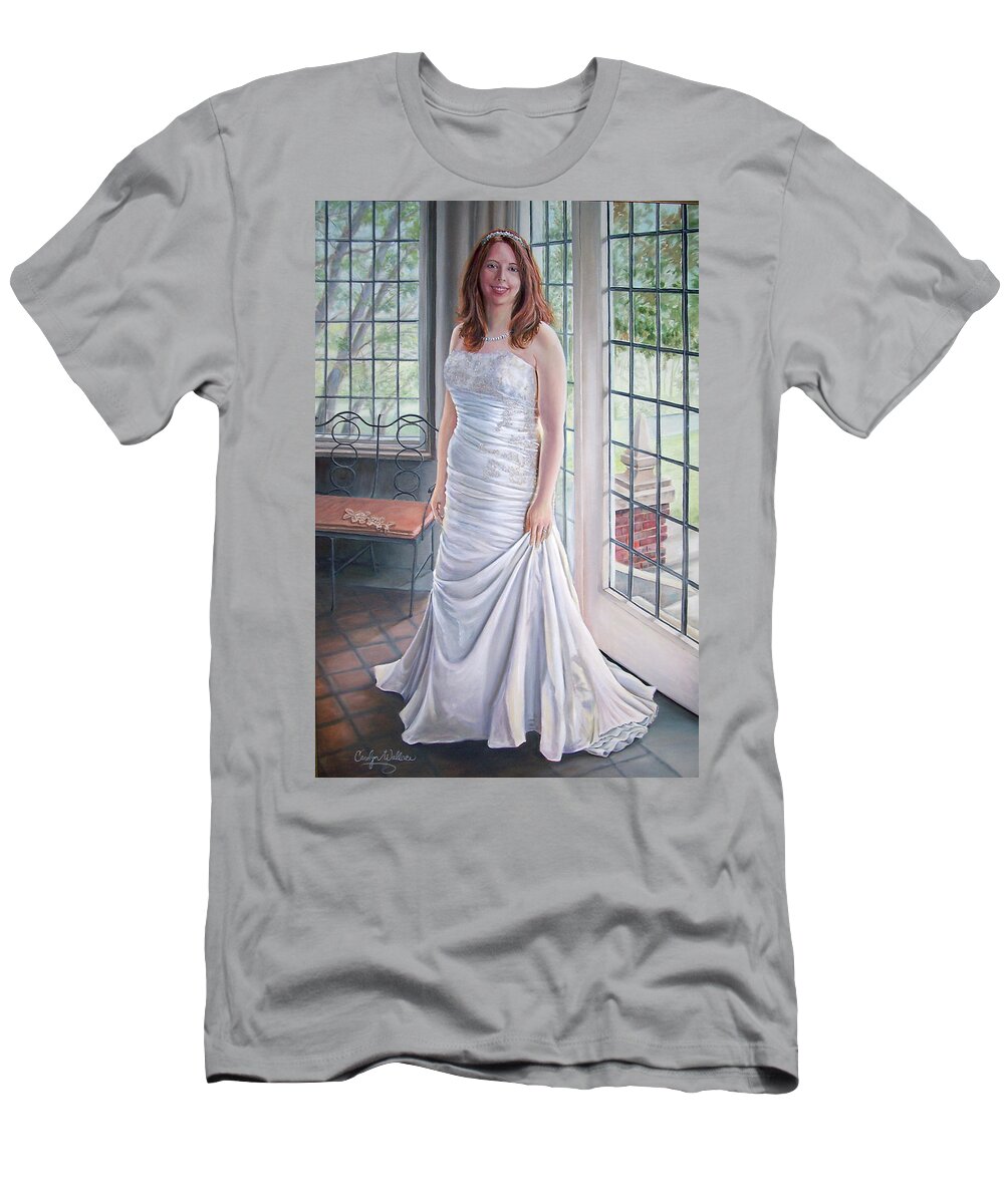 Beauty T-Shirt featuring the painting Lydia's Wedding Portrait by Carolyn Coffey Wallace