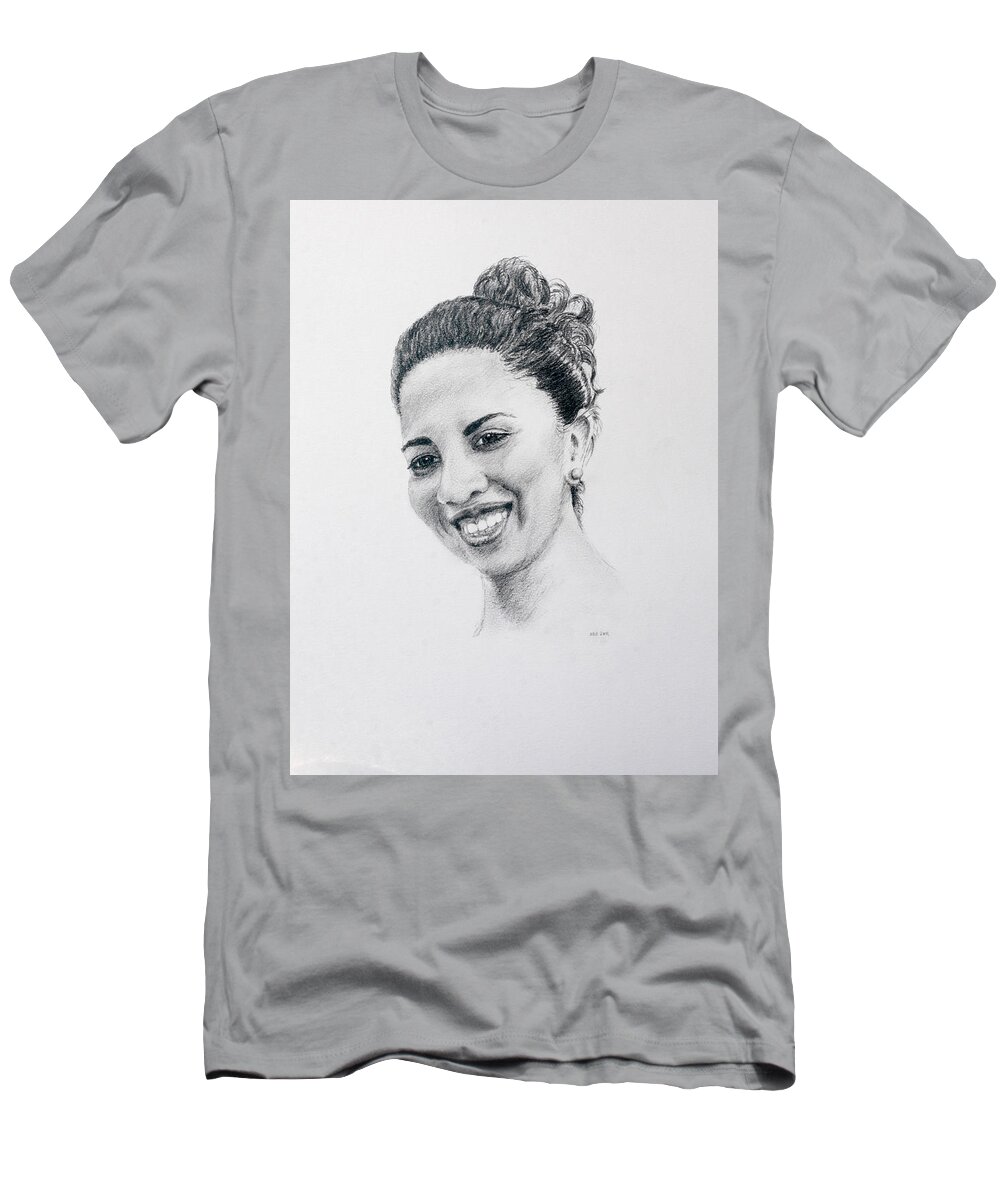 Portrait T-Shirt featuring the drawing M by Daniel Reed