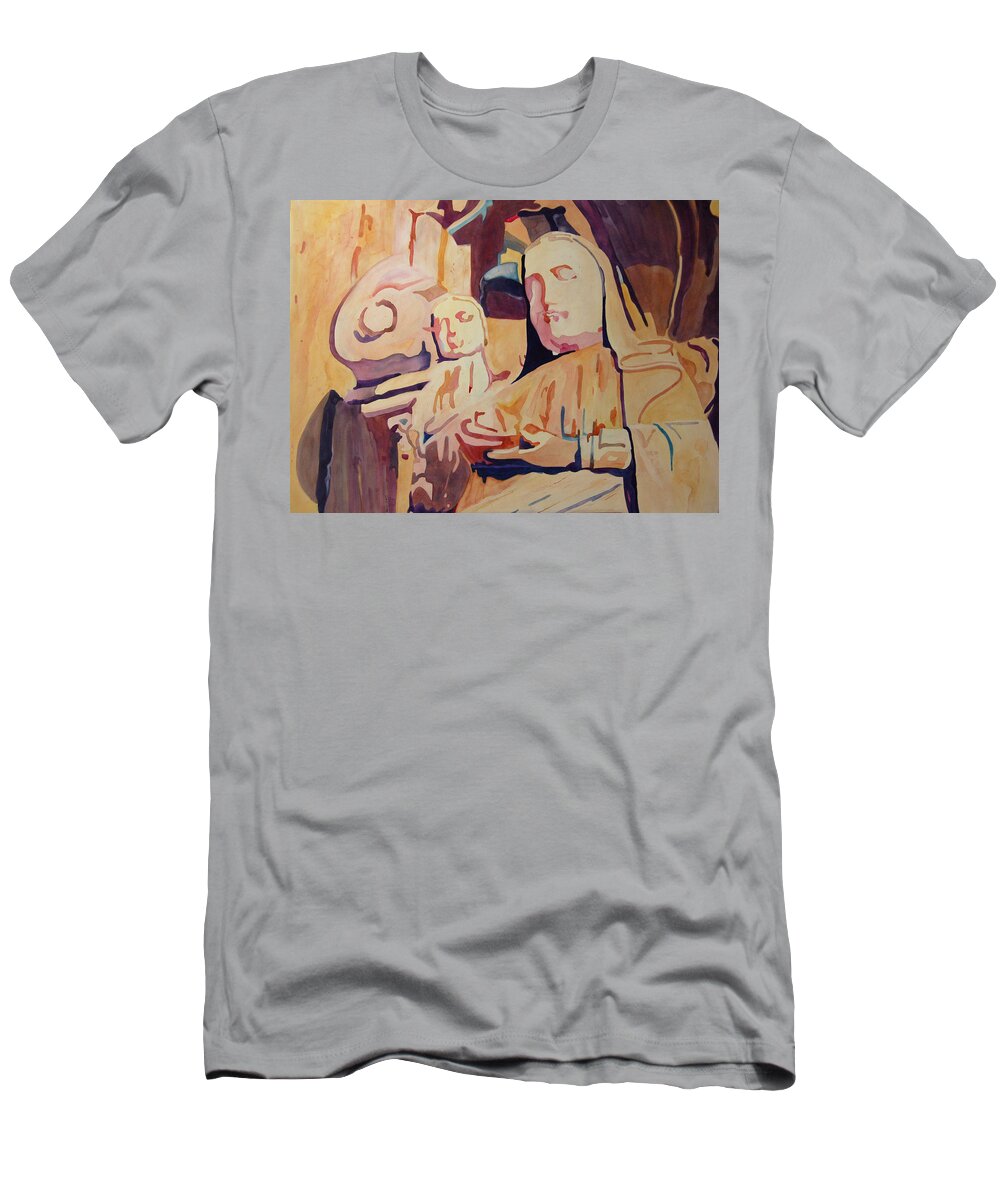Madonna T-Shirt featuring the painting Madonna and Child by Terry Holliday