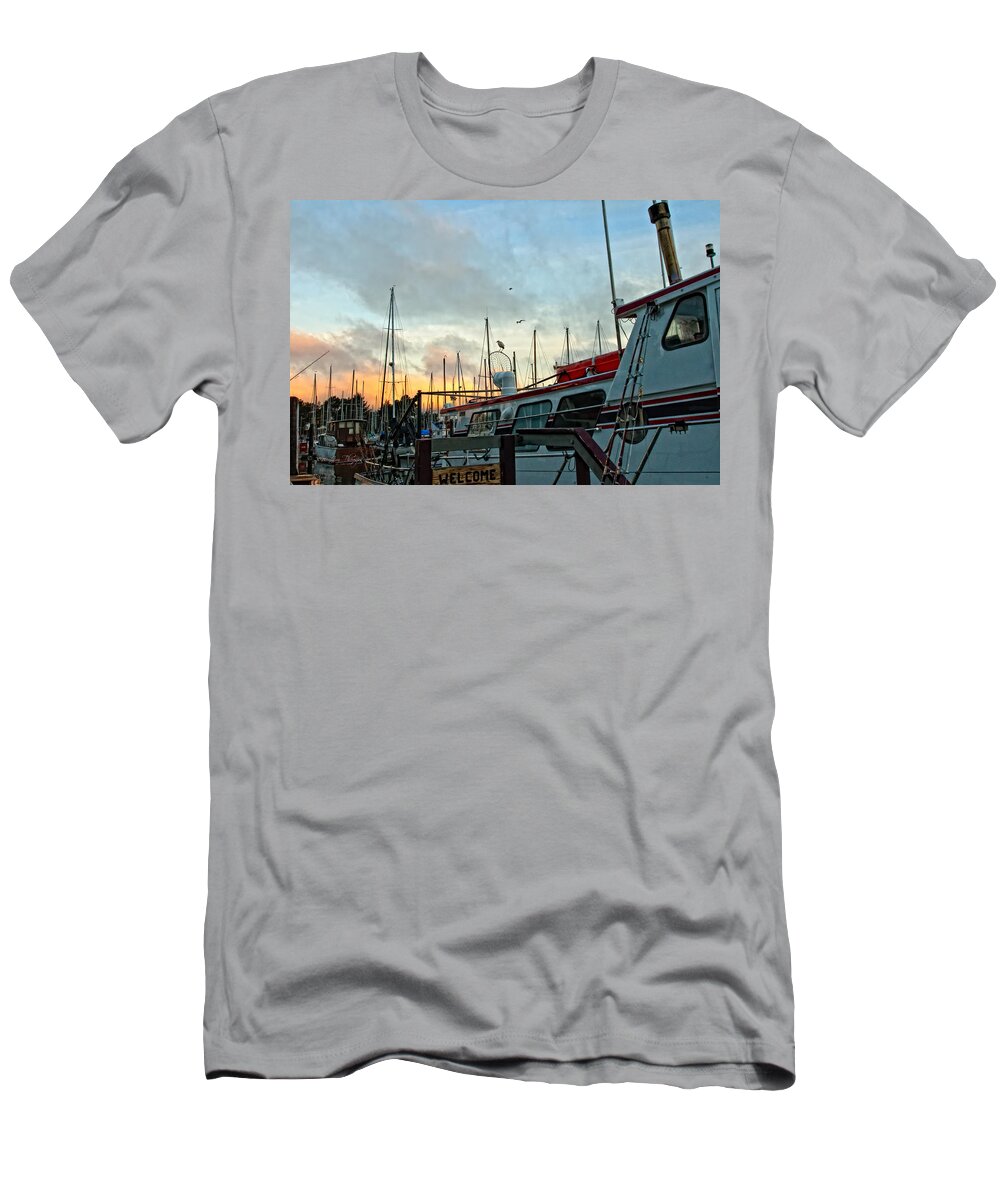 Sunrise T-Shirt featuring the photograph Marina Sunrise by Jim Thompson