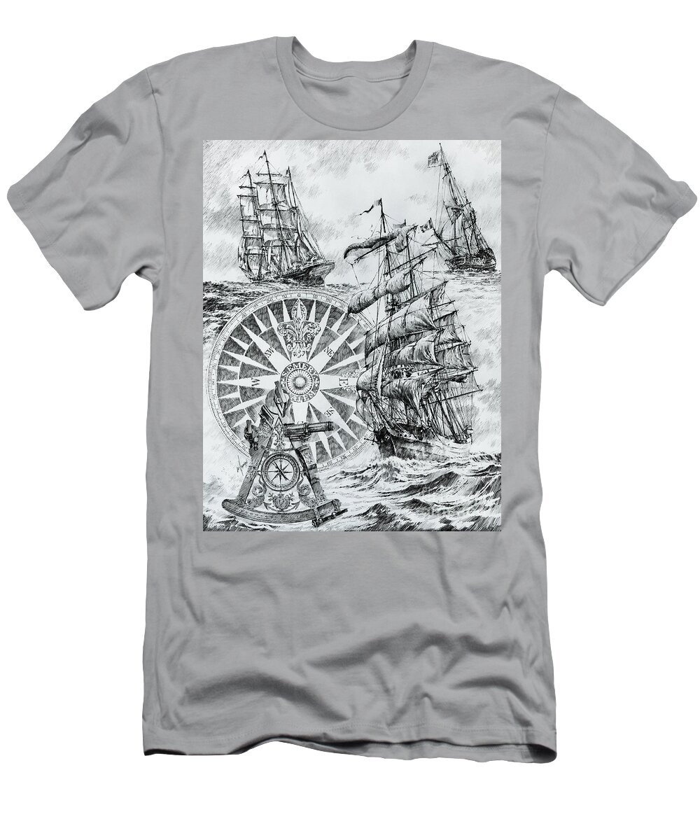 Maritime T-Shirt featuring the drawing Maritime Heritage by James Williamson
