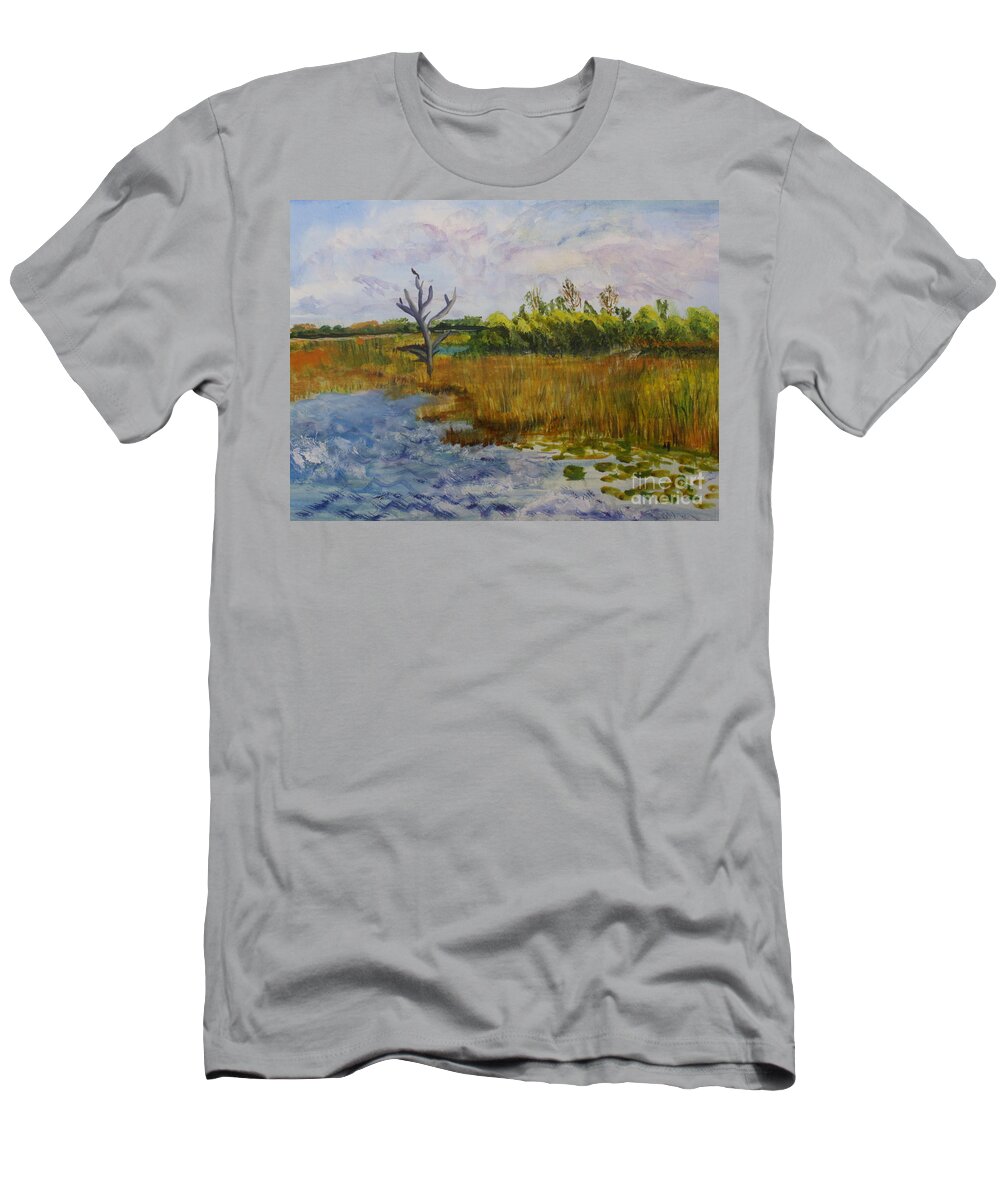 Art T-Shirt featuring the painting Marsh at Green Cay by Donna Walsh