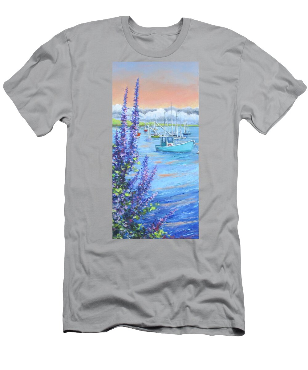Boat T-Shirt featuring the painting Martha's Lavender Vineyard by Anne Marie Brown
