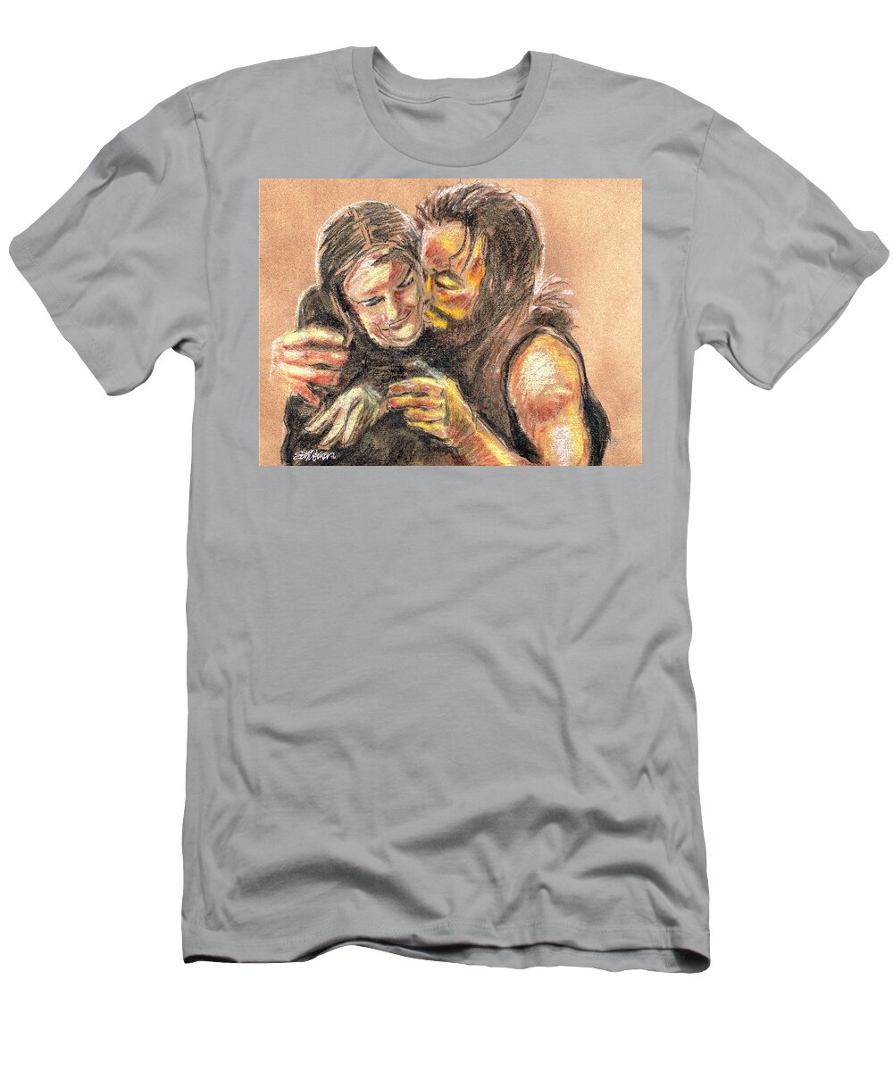 Mary's Kiss T-Shirt featuring the mixed media Mary's Kiss by Seth Weaver
