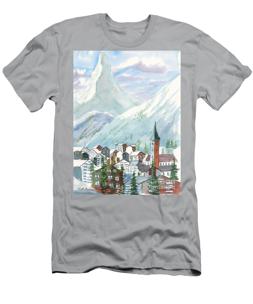 Matterhorn T-Shirt featuring the painting Matterhorn by Walt Brodis