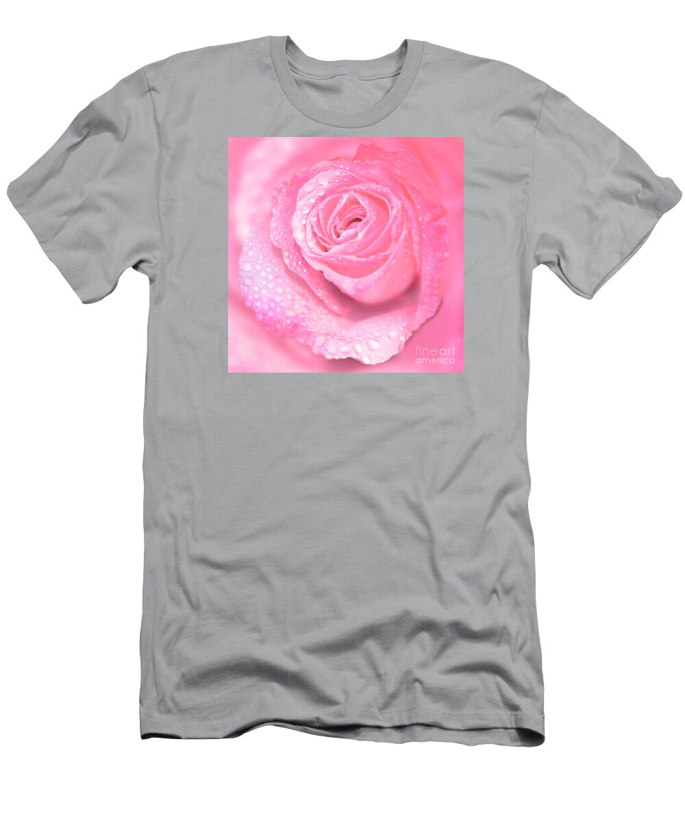 Pink Rose T-Shirt featuring the photograph Melting in Pink by Olga Hamilton