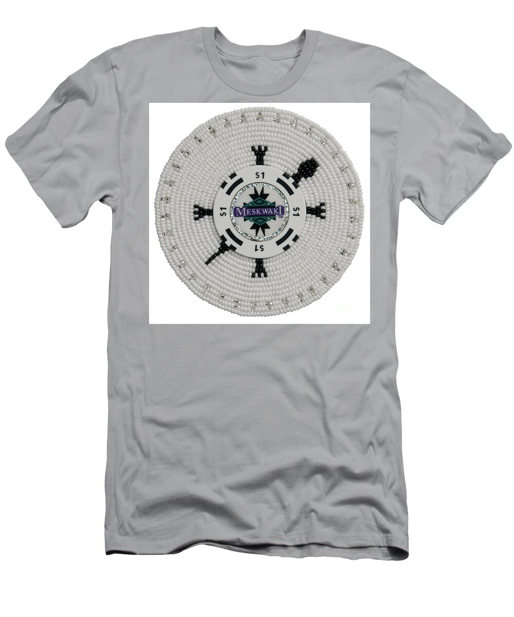 Beadwork T-Shirt featuring the digital art Meskwaki White by Douglas Limon