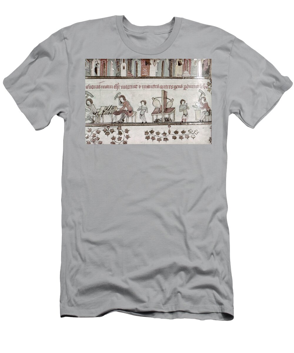 1340 T-Shirt featuring the painting Metalworkers, 14th Century by Granger