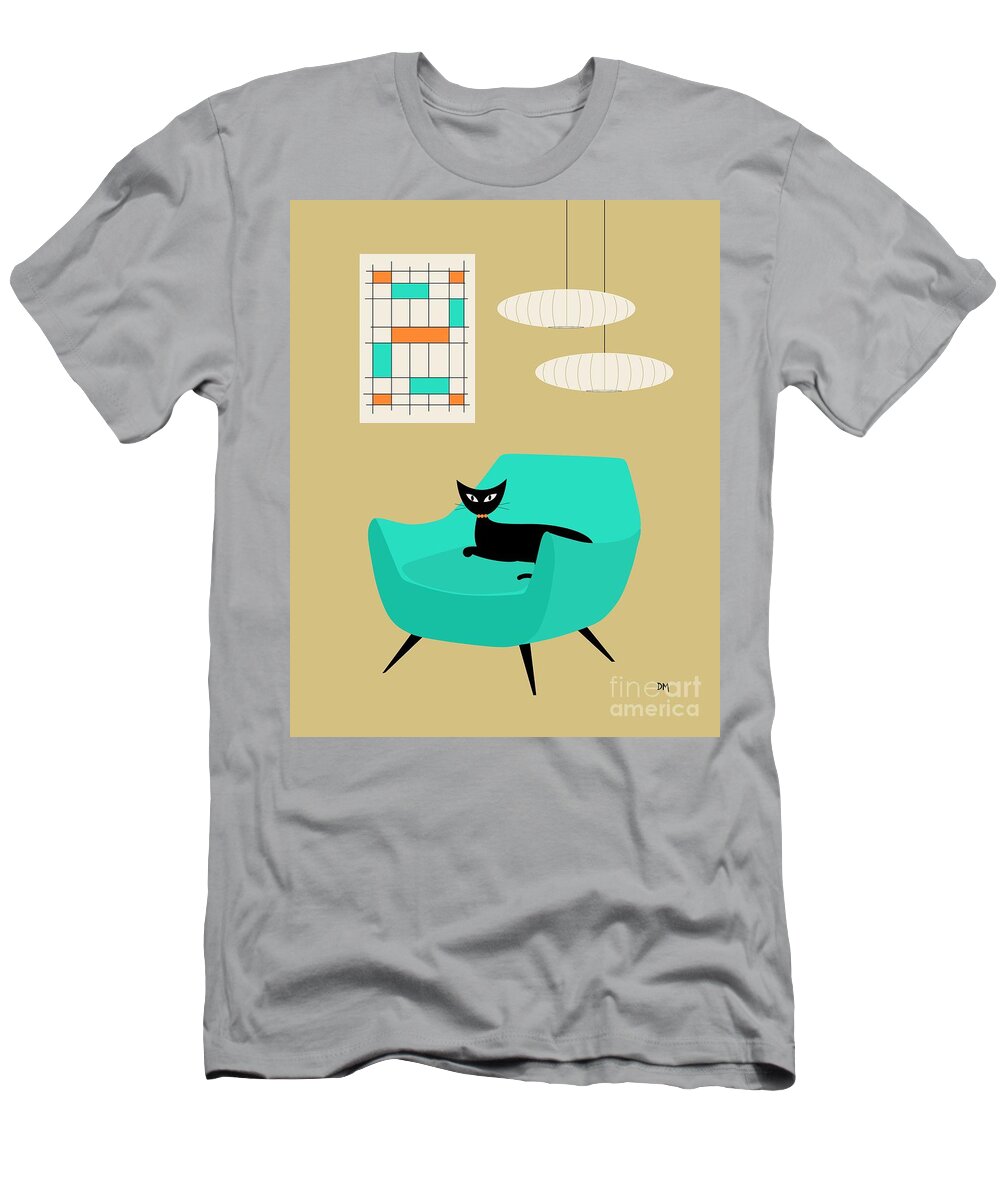 Abstract T-Shirt featuring the digital art Mini Abstract with Aqua Chair by Donna Mibus