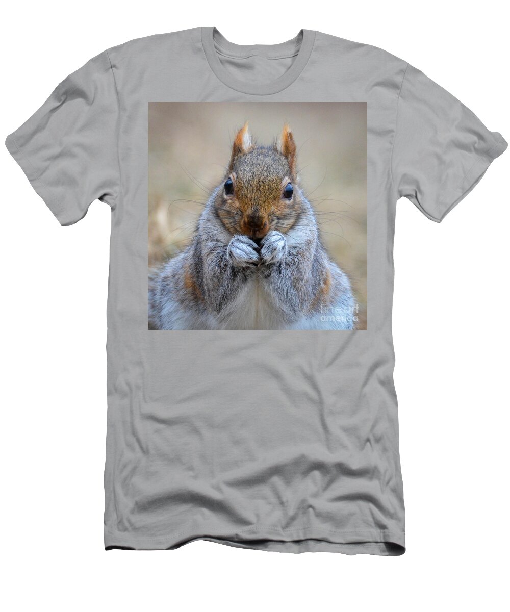 Grey Squirrel T-Shirt featuring the photograph Mister Whiskers by Amy Porter
