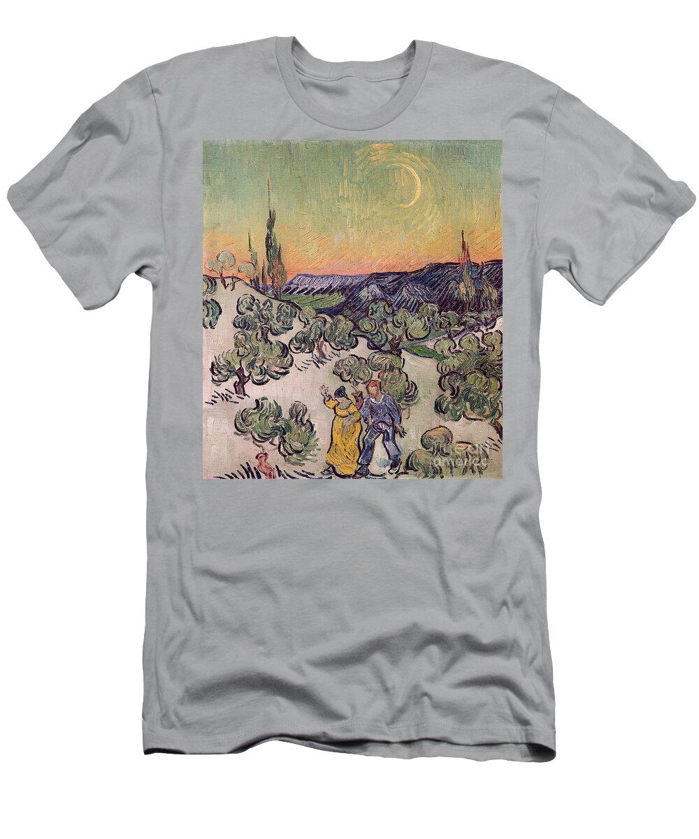 La Promenade T-Shirt featuring the painting Moonlit Landscape by Vincent Van Gogh