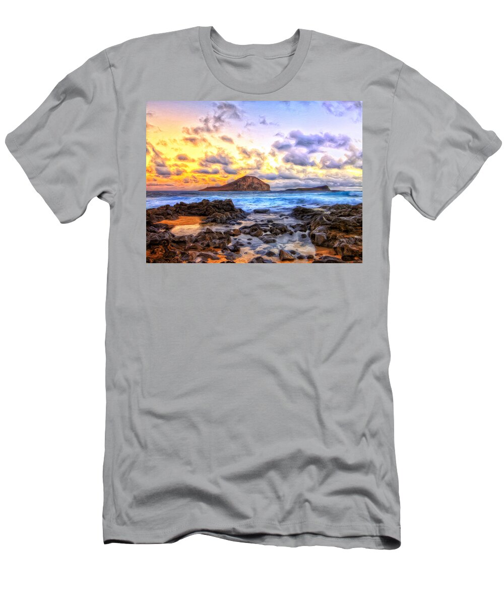 Morning T-Shirt featuring the painting Morning at Makapuu by Dominic Piperata