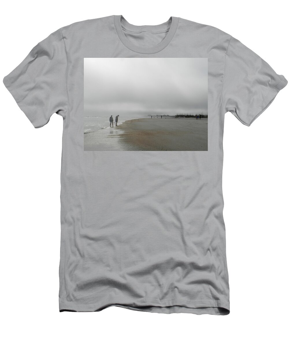 Beach T-Shirt featuring the photograph Morning Beach Walk by Deborah Ferree