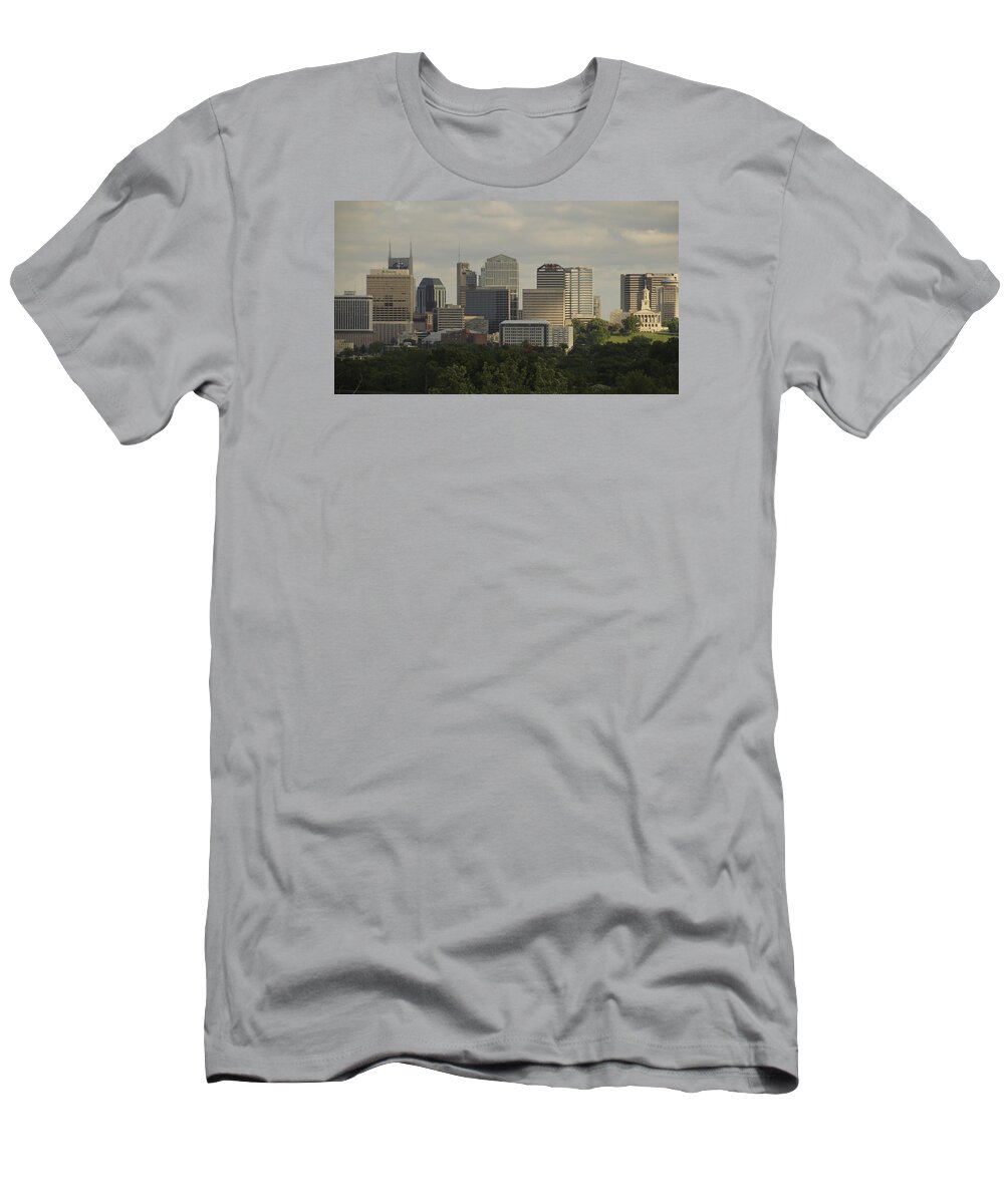 Music City T-Shirt featuring the photograph Music City Skyline Nashville Tennessee by Valerie Collins