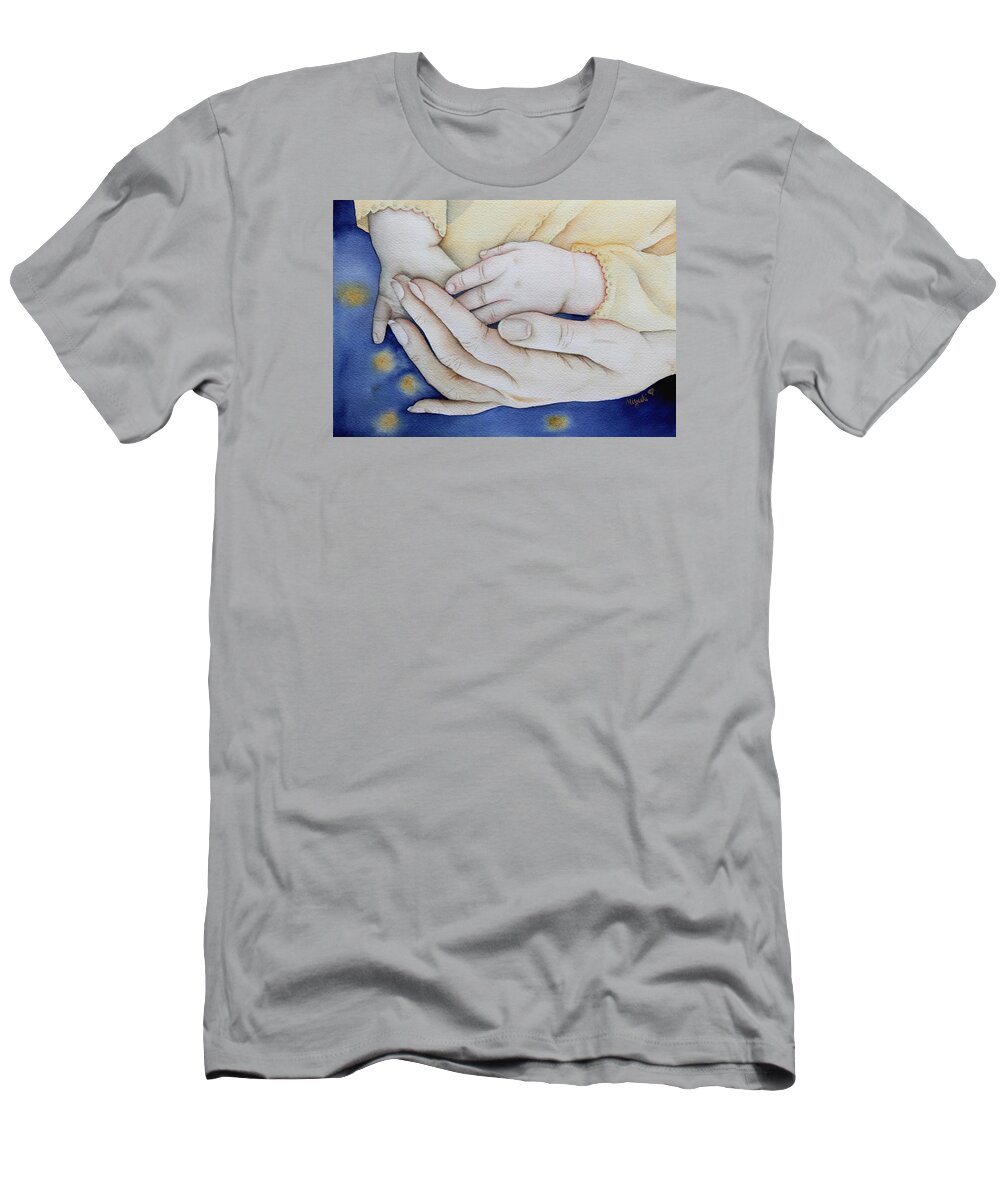 Hands T-Shirt featuring the painting My Blessing by Kelly Miyuki Kimura