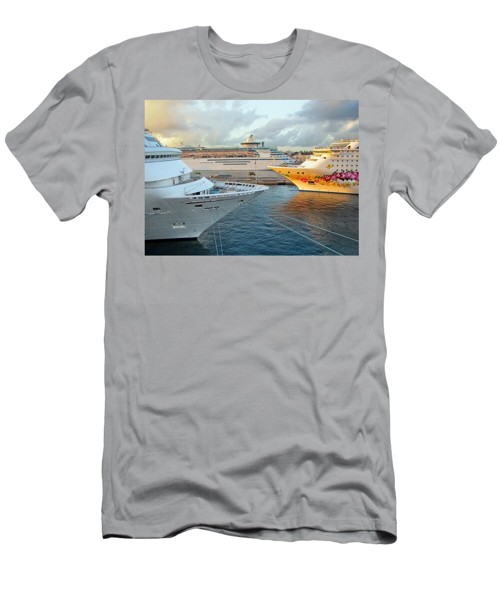 Cruise T-Shirt featuring the photograph Nassau's Busy Port by Bob Slitzan