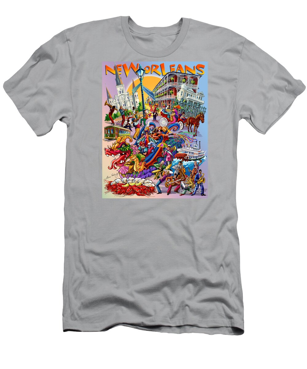 New Orleans T-Shirt featuring the digital art New Orleans in color by Maria Rabinky
