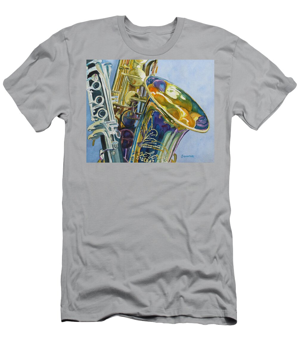 Jazz T-Shirt featuring the painting New Orleans Reeds by Jenny Armitage