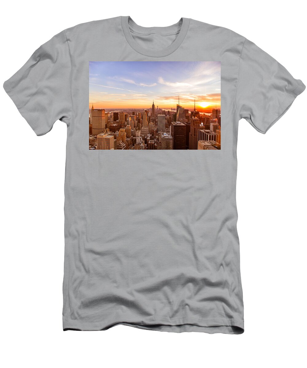 Nyc T-Shirt featuring the photograph New York City - Sunset Skyline by Vivienne Gucwa