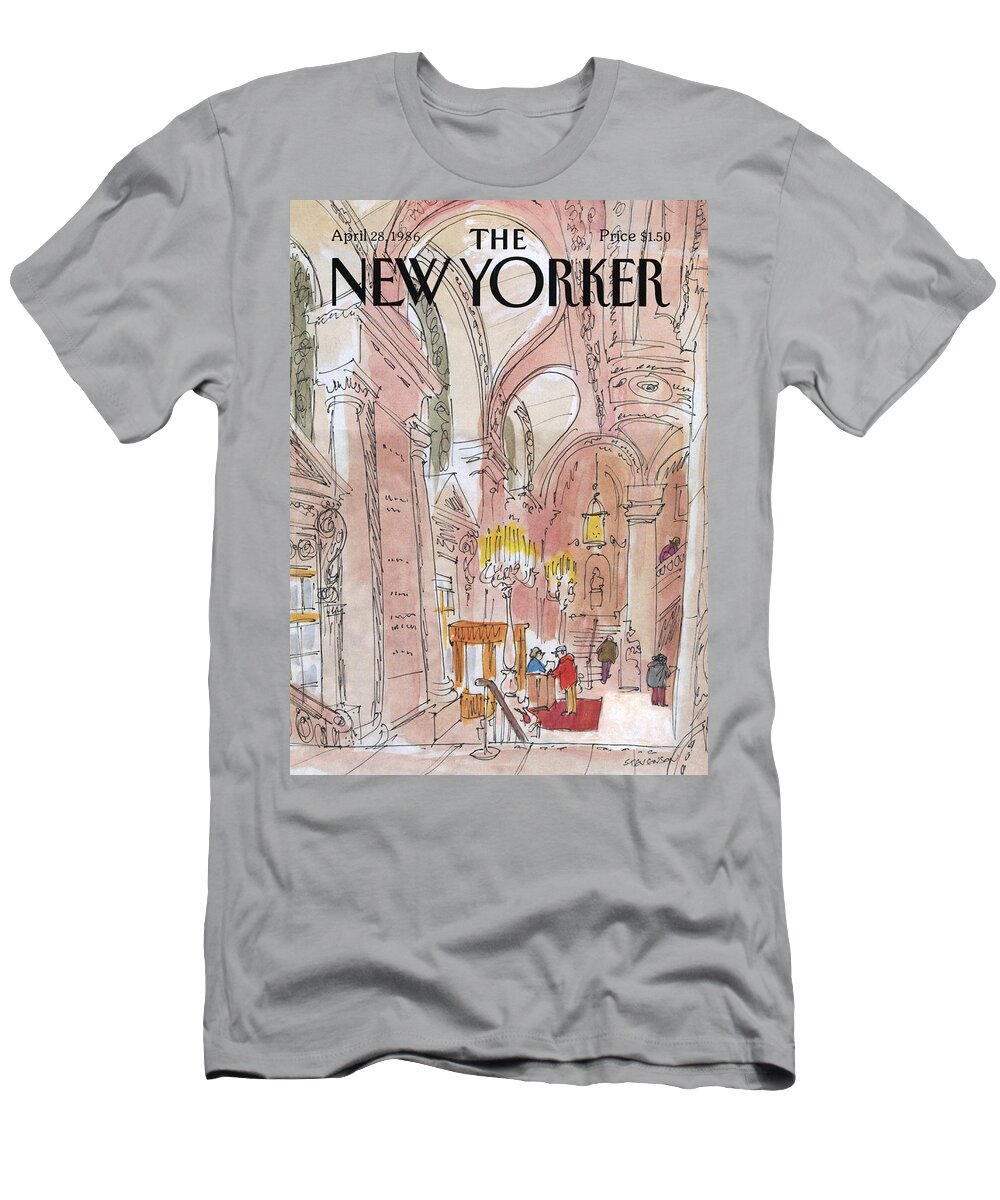 Architecture T-Shirt featuring the painting New Yorker April 28th, 1986 by James Stevenson