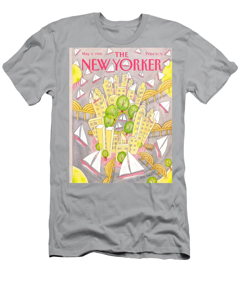  Technology T-Shirt featuring the painting New Yorker May 2nd, 1988 by Bob Knox