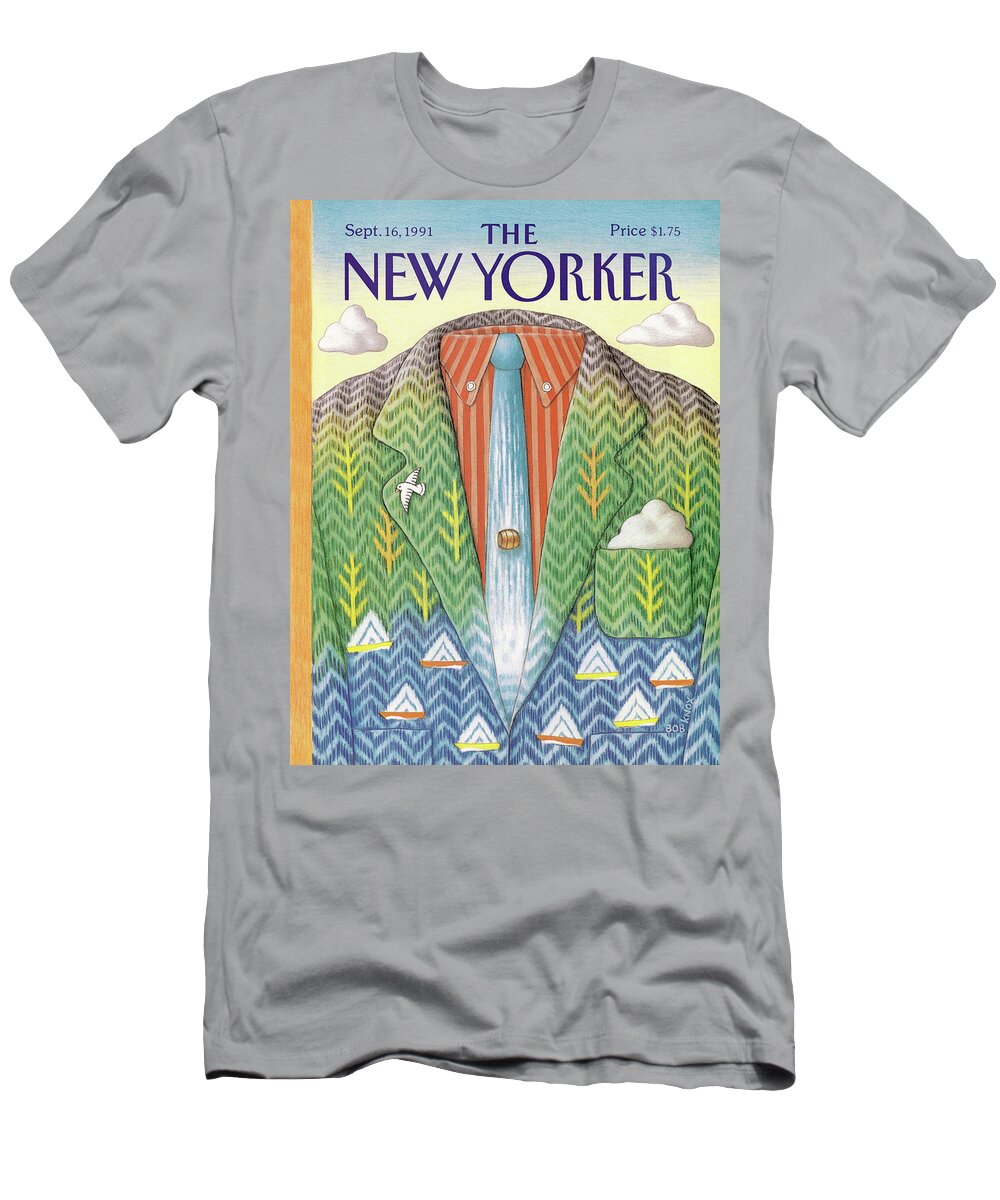 Tie Tack T-Shirt featuring the painting New Yorker September 16th, 1991 by Bob Knox