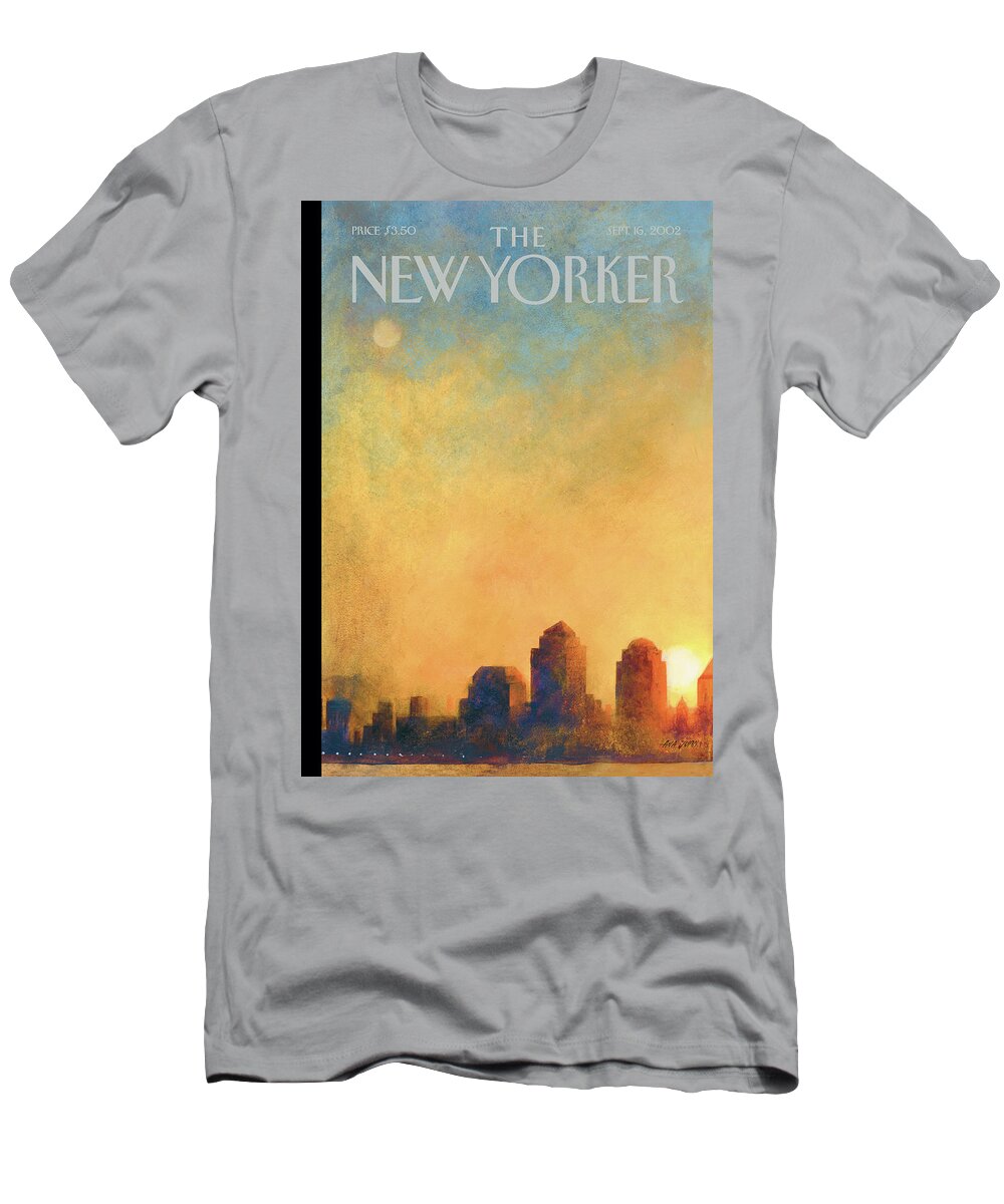 Ana Juan Aju T-Shirt featuring the painting Dawn Over Lower Manhattan by Ana Juan