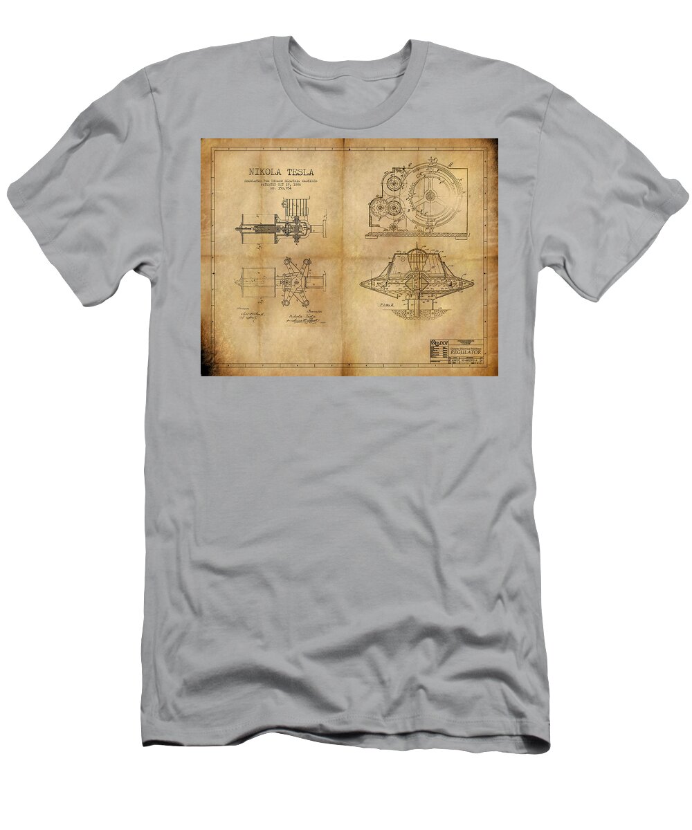 Steampunk T-Shirt featuring the painting Nikola Telsa's work by James Christopher Hill