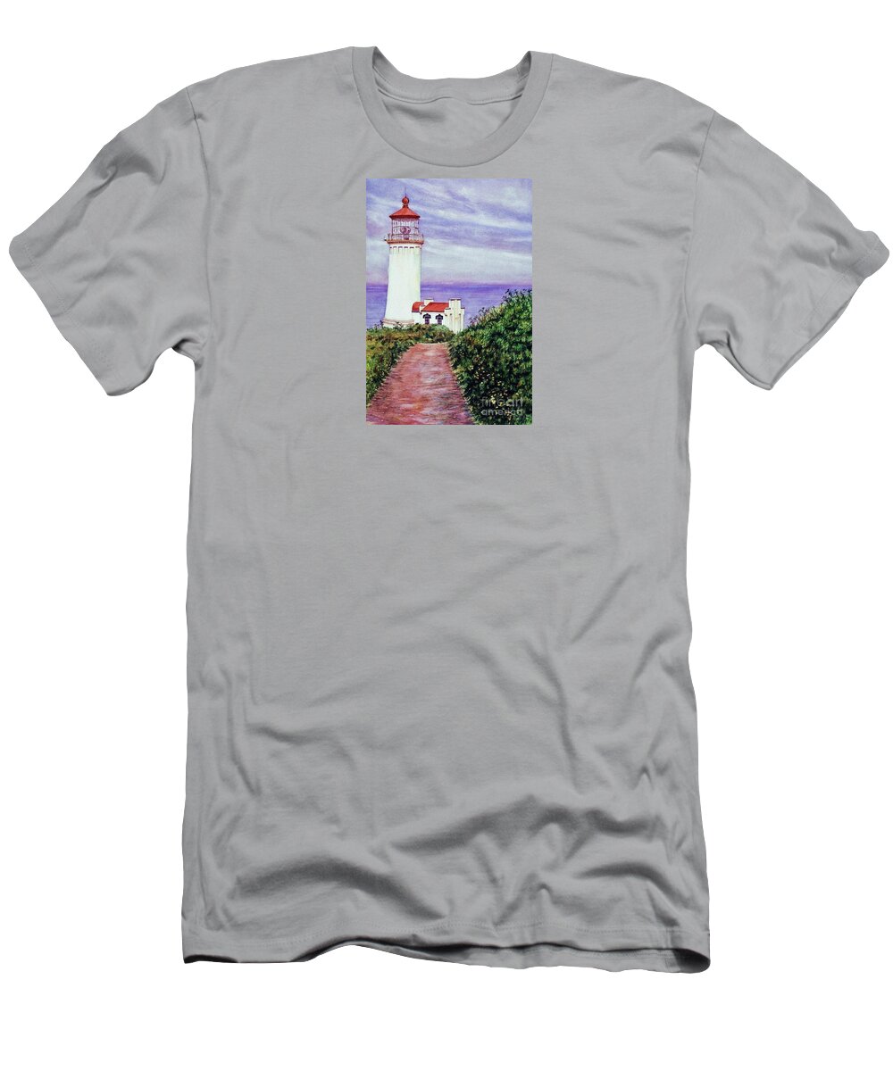 Cynthia Pride Watercolor Paintings T-Shirt featuring the painting North Head Light House on the Washington Coast by Cynthia Pride