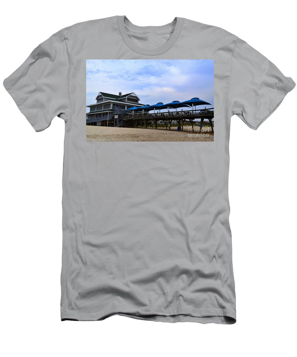 Oceanic Pier T-Shirt featuring the photograph Ocean Pier and Restaurant by Amy Lucid